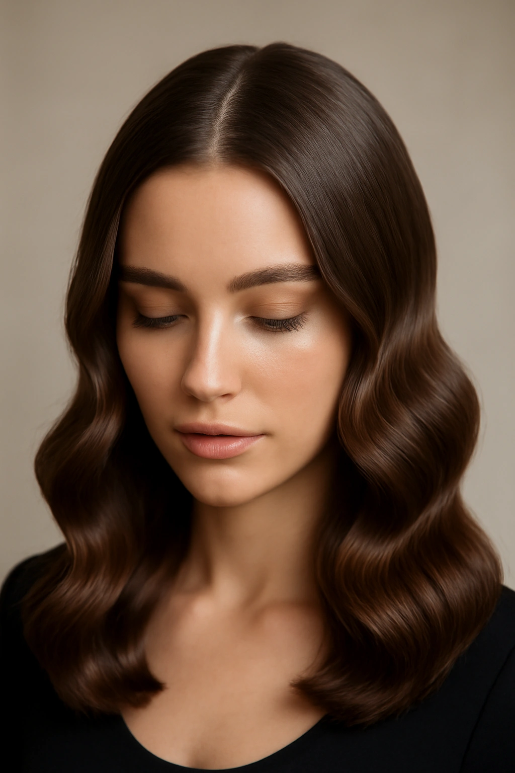 Center-part with glossy waves in a sleek style