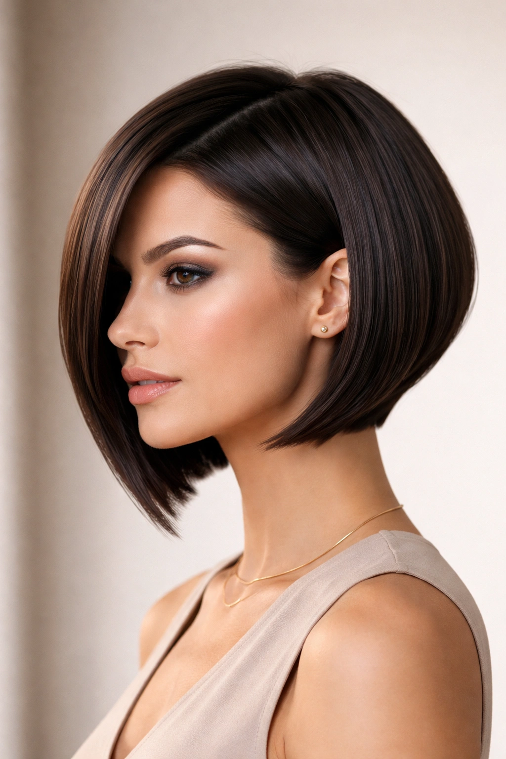 Close-up of The Sleek Graduated Bob showing back-to-front length difference