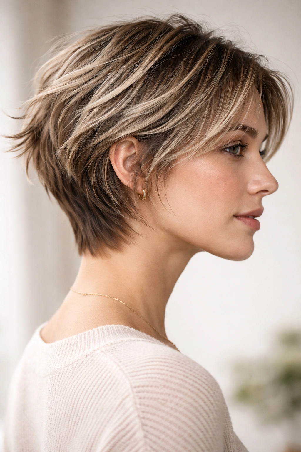 Portrait illustrating growth DNA with layered haircut lengths