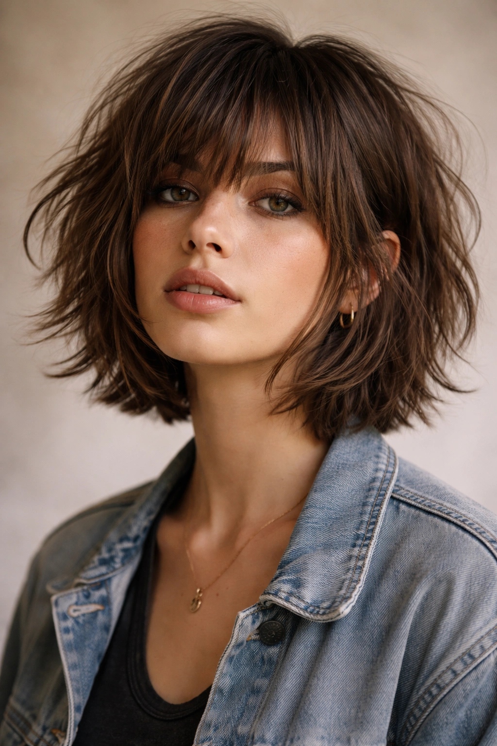 Choppy textured grunge bob with undone layers