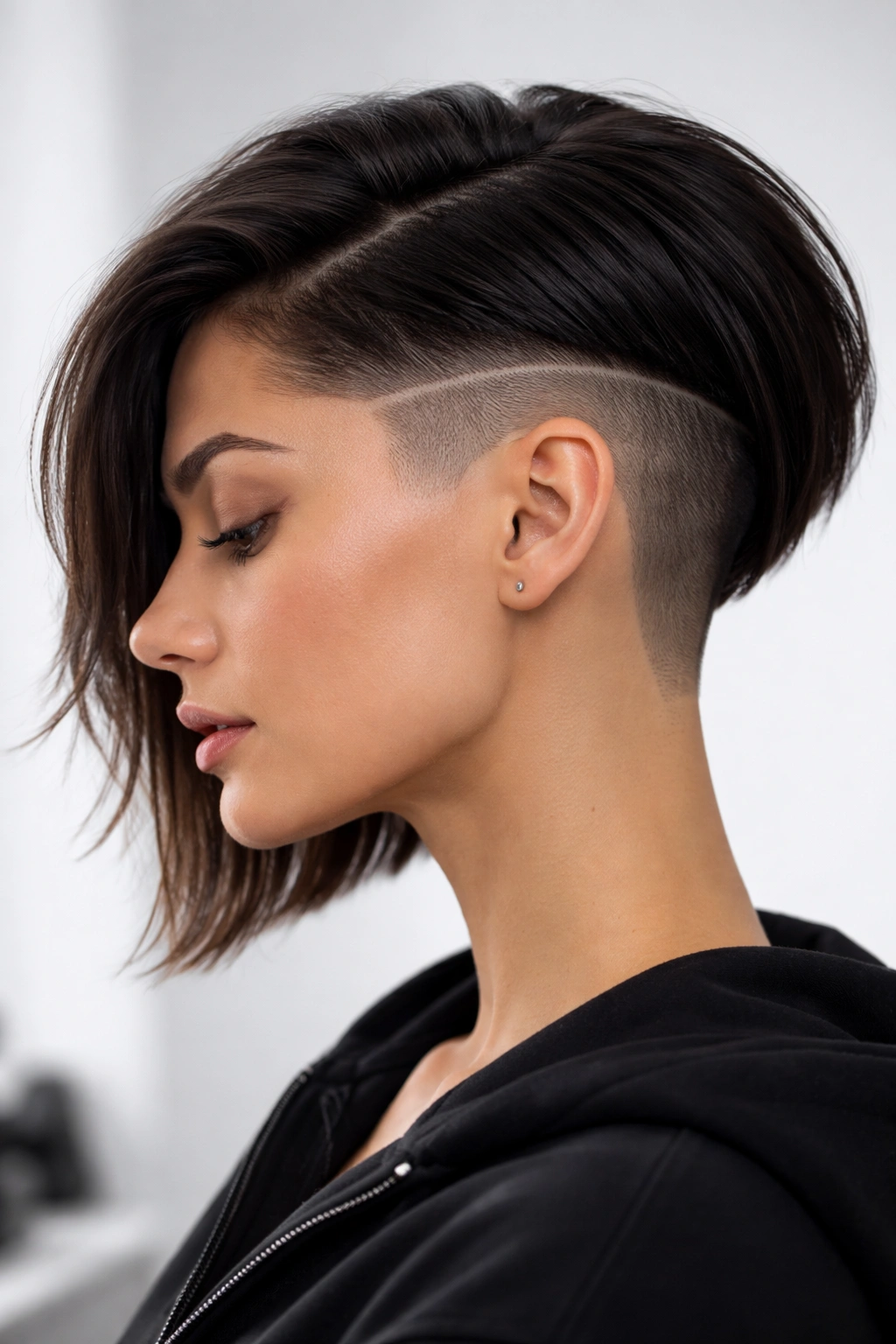 Close-up of hair with crisp shaved sections for maintenance