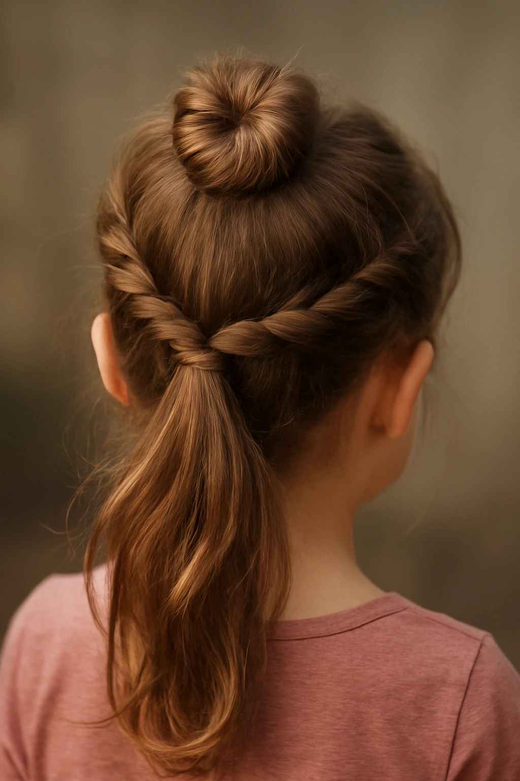 Toddler half-up bun with twisted sides