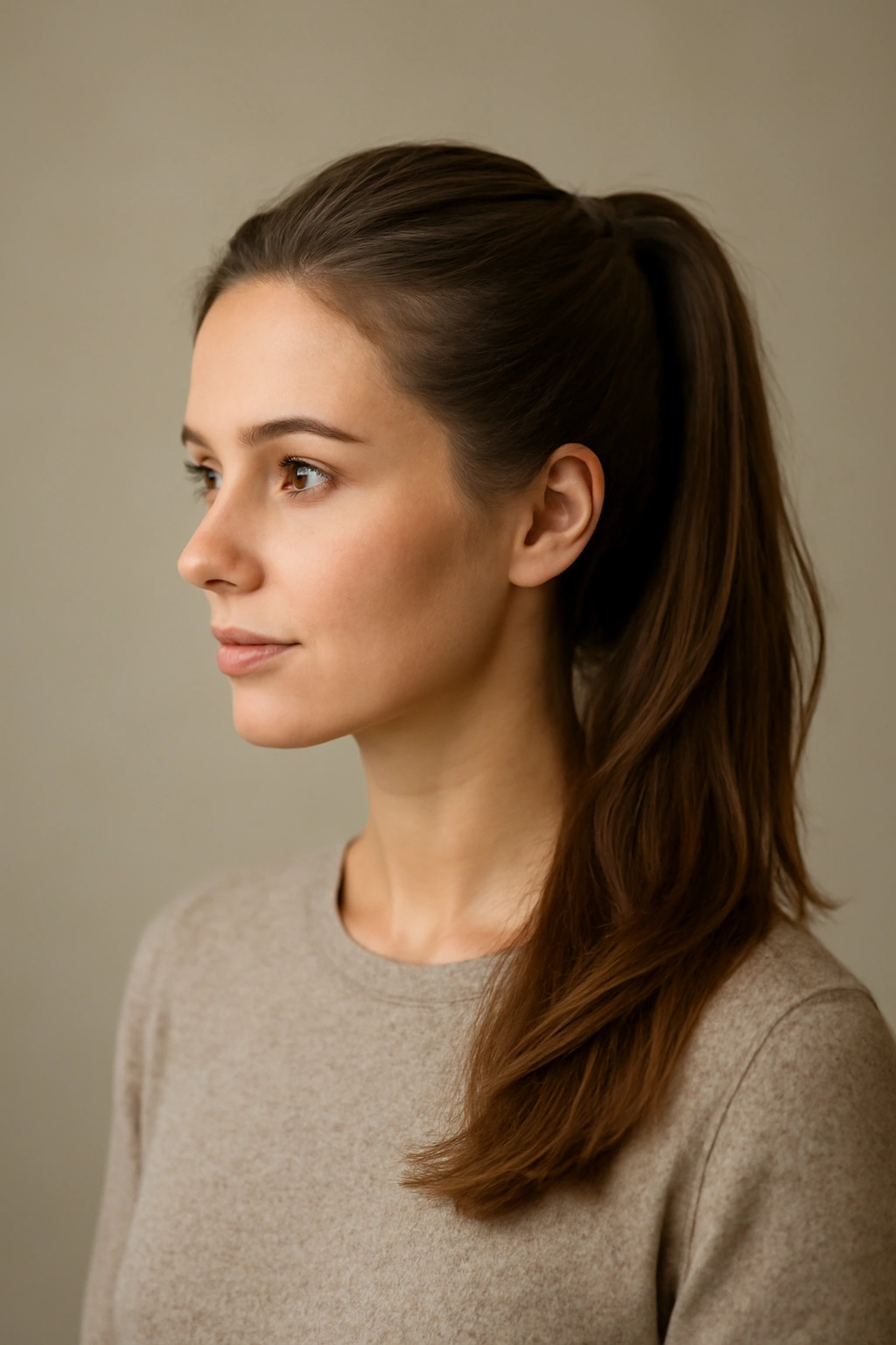 Half-up ponytail showing the pulled-back crown and flowing length