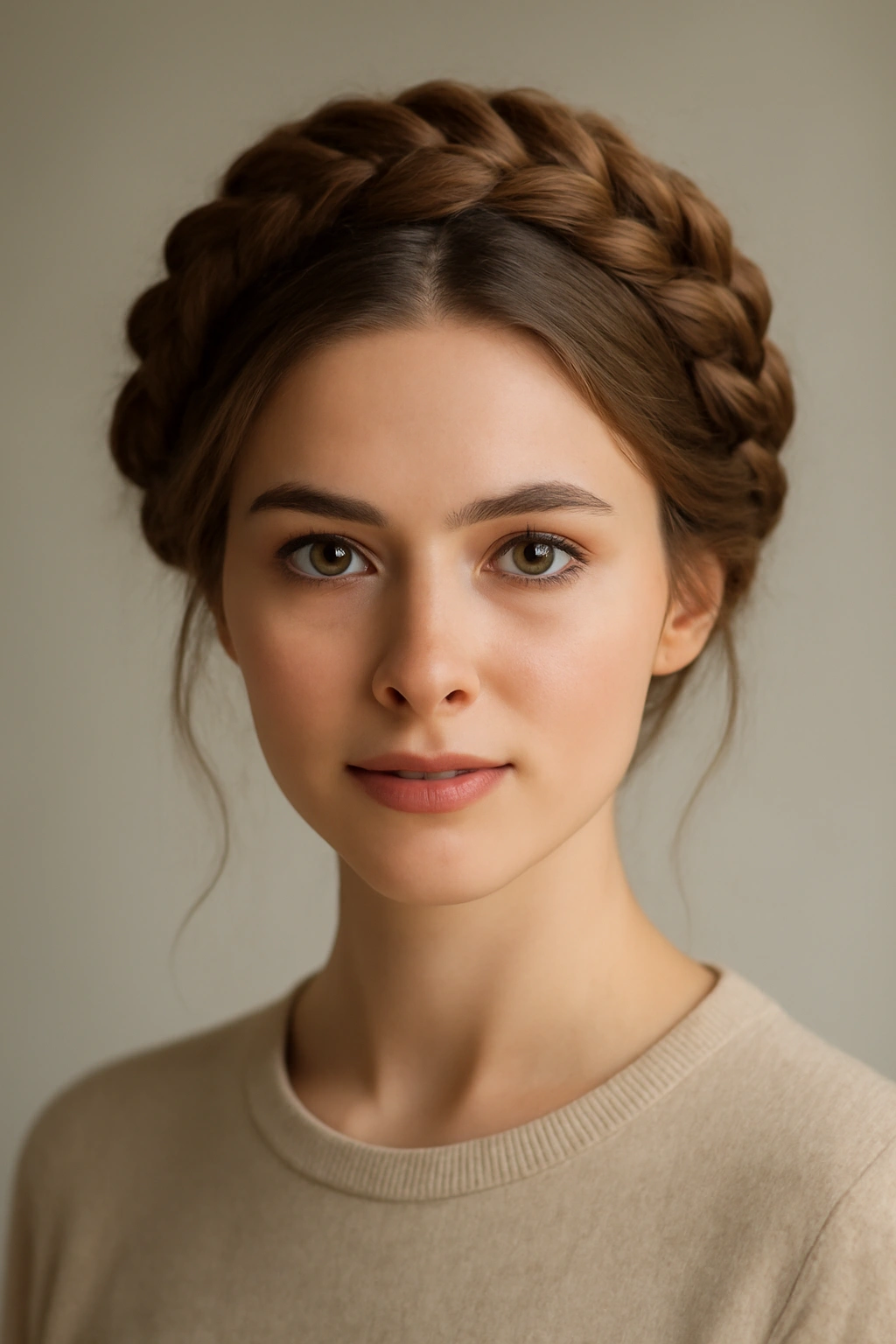 Crown halo braid with twisted center on head