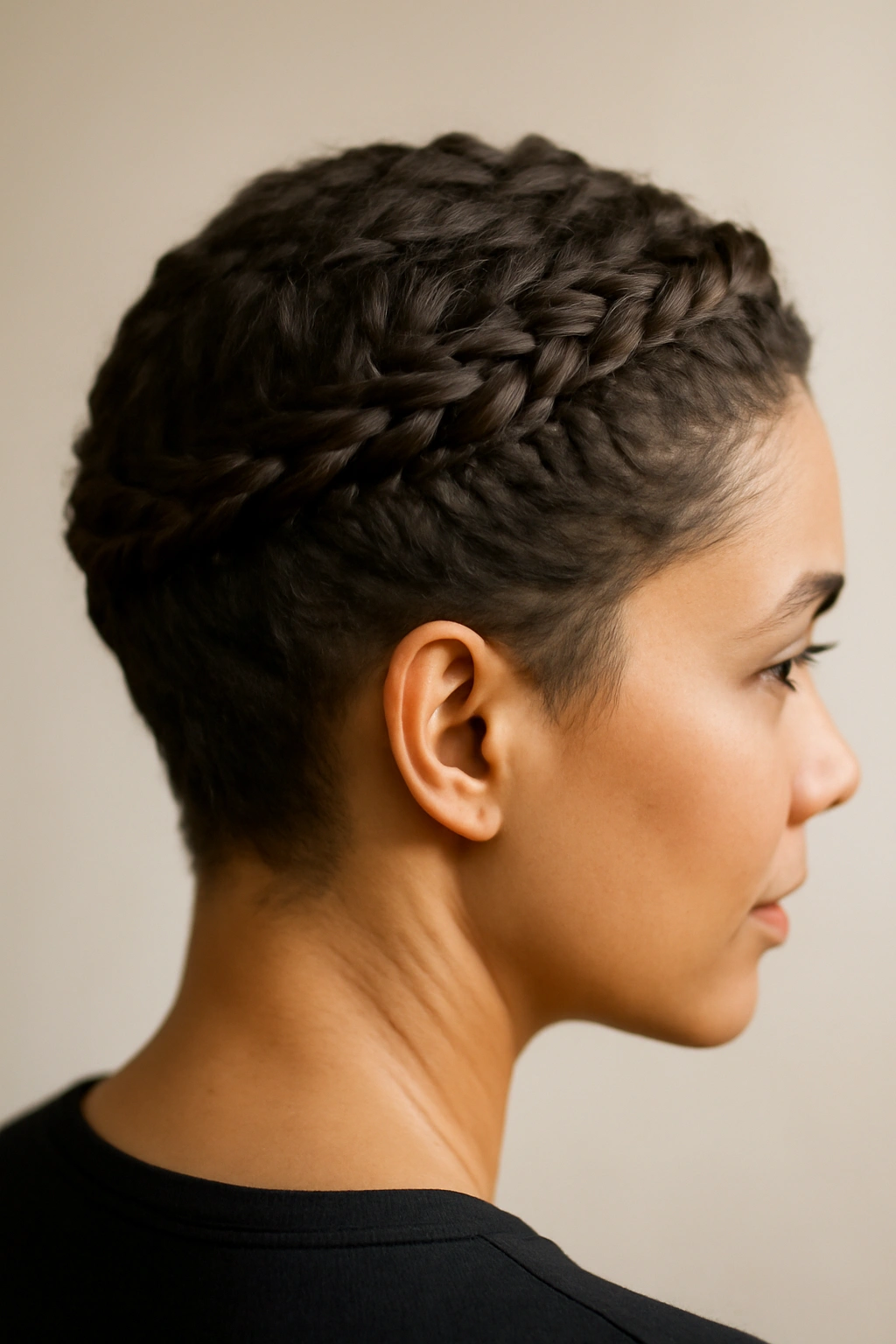 Halo-like circle of braids and twists around a short head