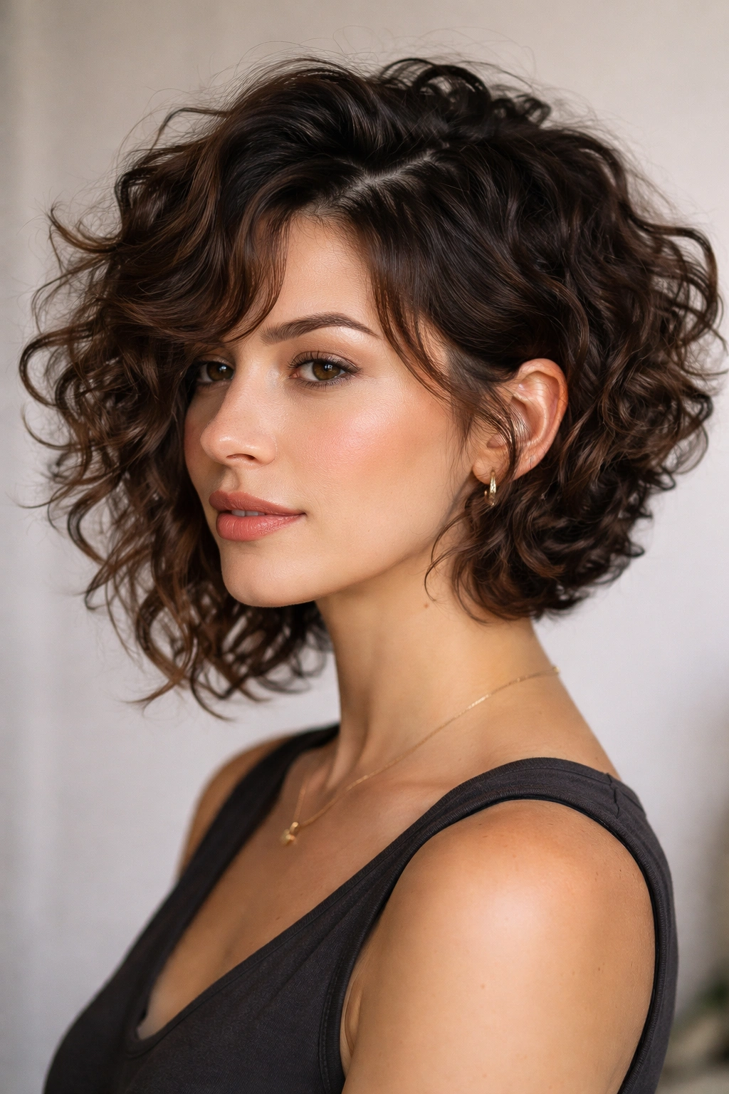 Layered asymmetrical haircut with one side longer