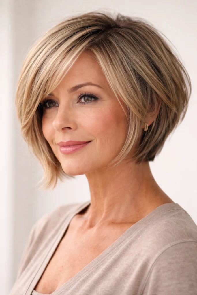 12 Short Hairstyles for Round Faces Over 50