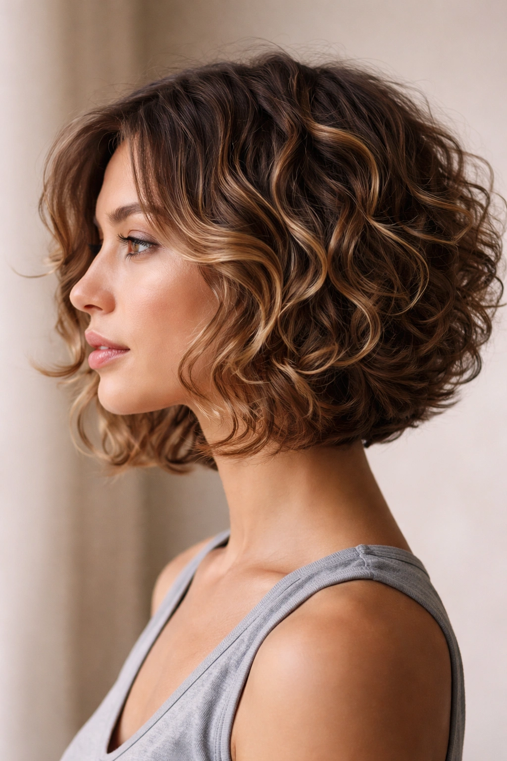 Side-profile of layered bob with longer front face-framing pieces