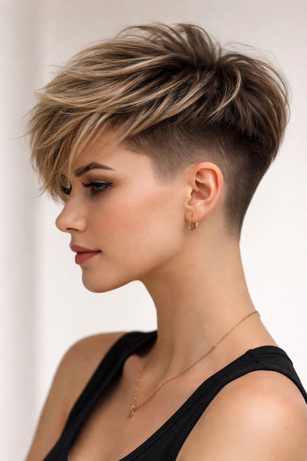 Layered crop with a dramatic undercut on the sides