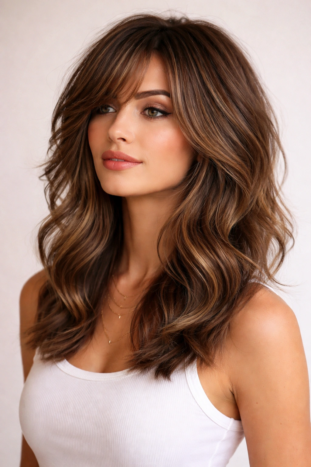 Layered shag with defined waves and long layers