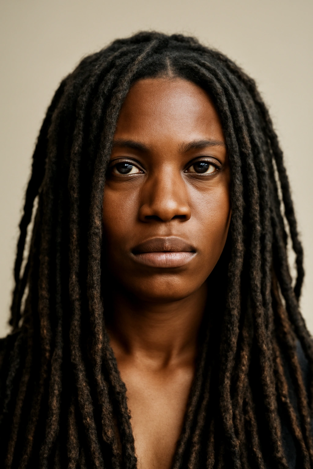 Close-up of mature locs with rope-like texture
