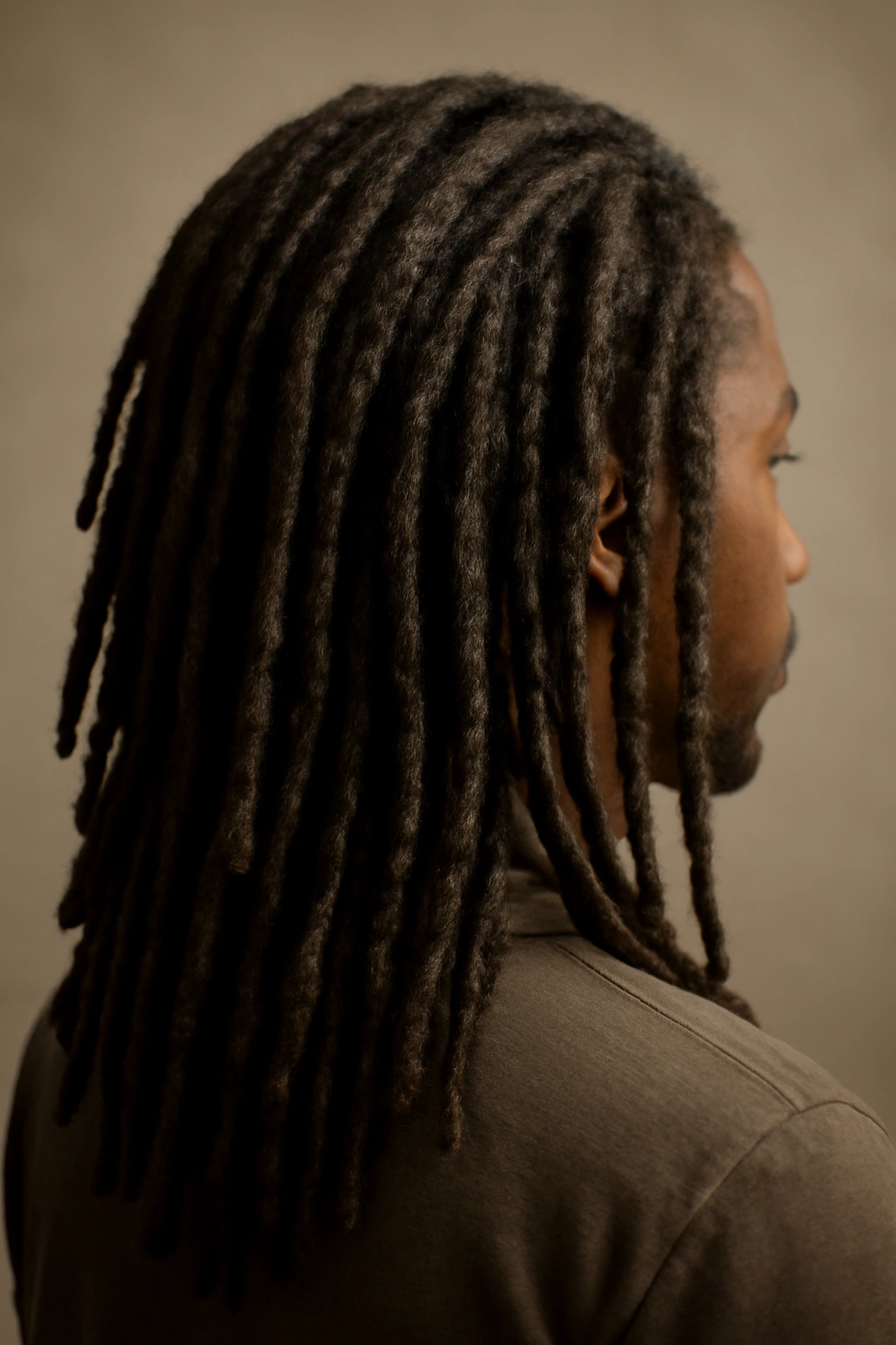 Portrait of locs with rope-like dreadlocks showing natural texture