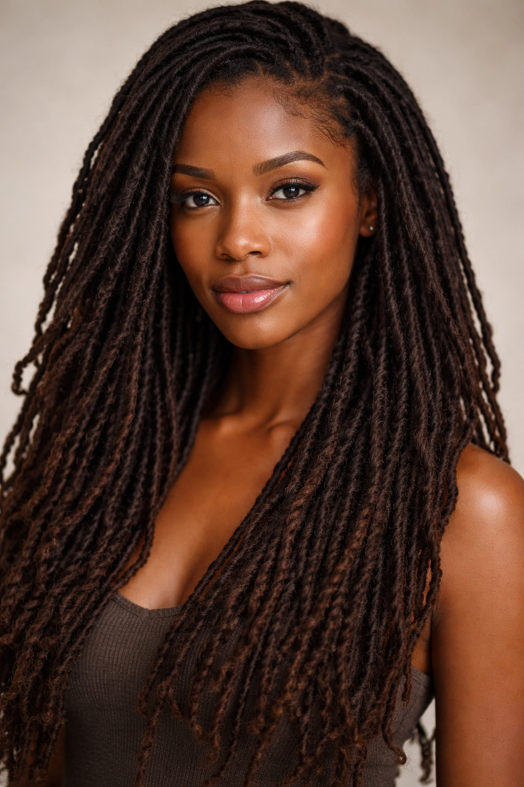Close-up of mature locs with rope-like locked strands along the scalp