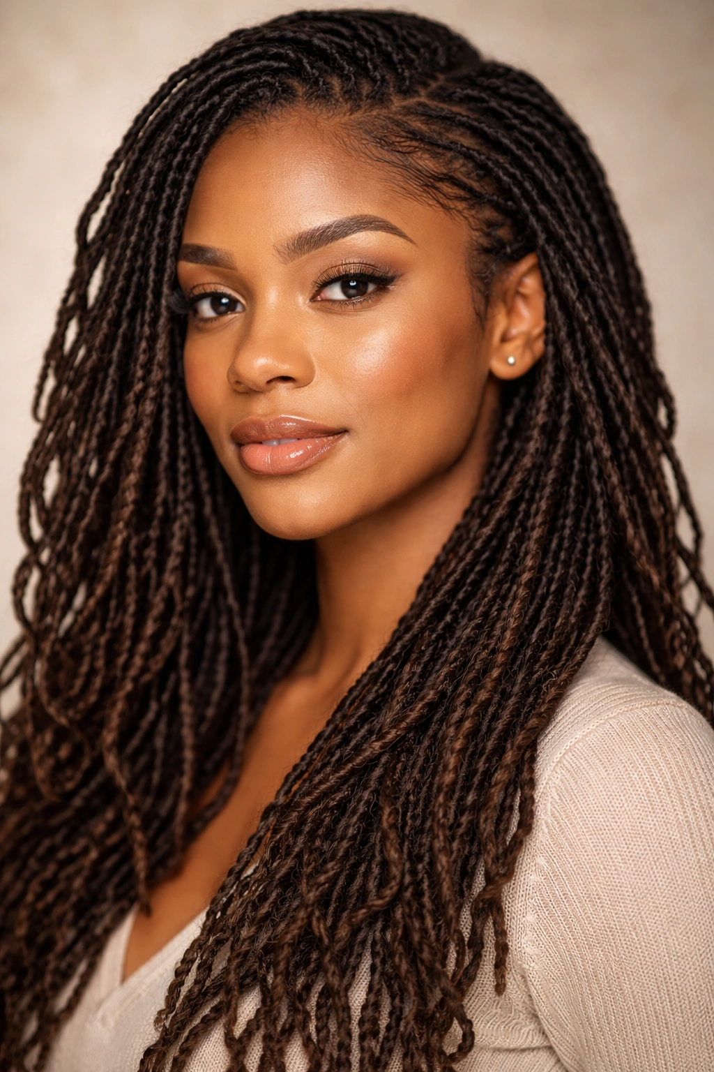 Close-up of rope-like locs (sisterlocks traditional) showing texture