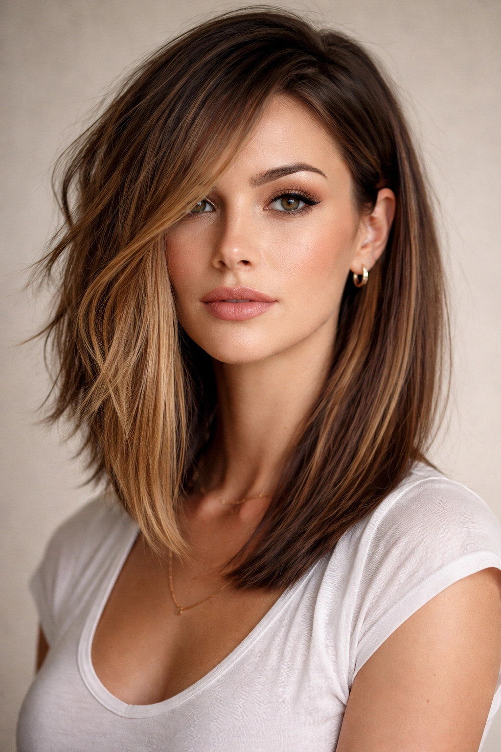 Long asymmetrical lob showing a longer textured side and a shorter textured counterpart.