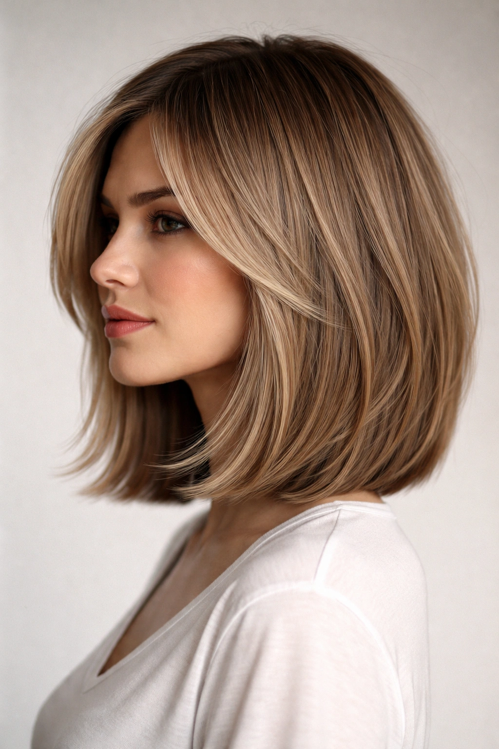 Mid-length lob with blunt ends and interior layers on a model