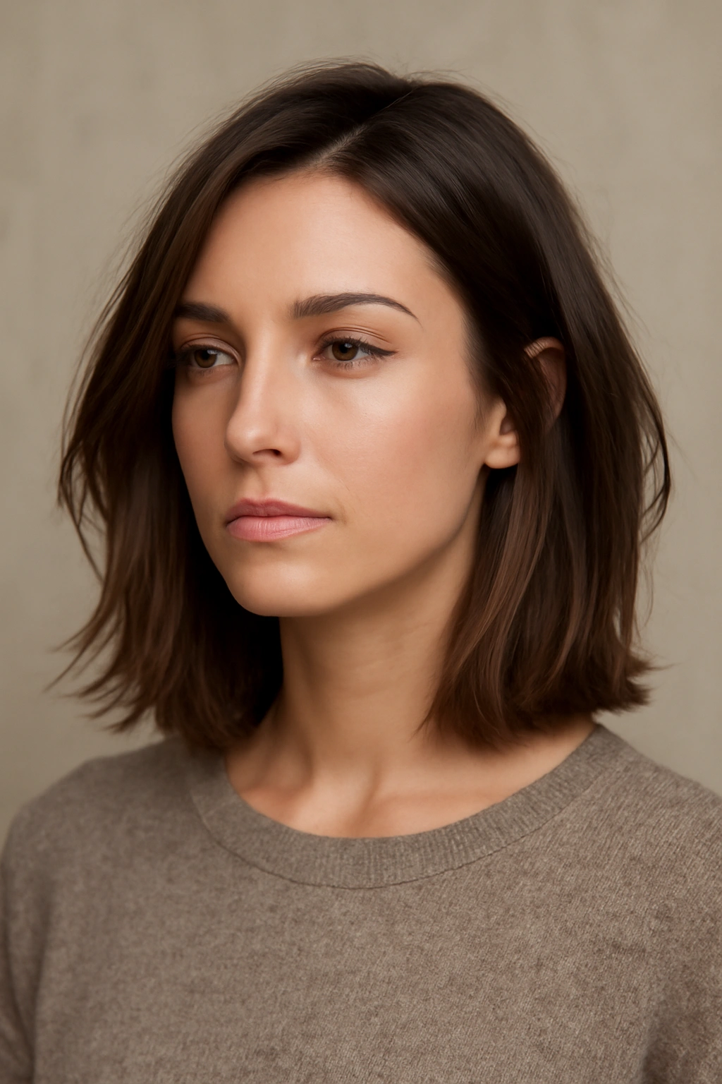 Head-and-shoulders portrait of a long bob with soft layers