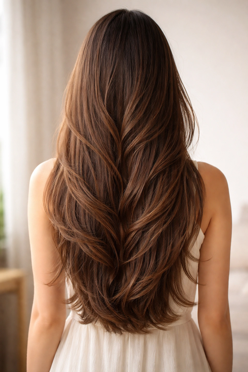 Waist-length hair with internal layers showing movement and width