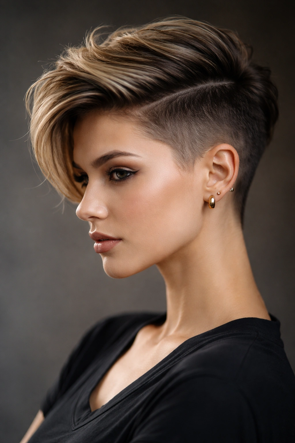 Long-top pixie with extended top swept back over a short undercut