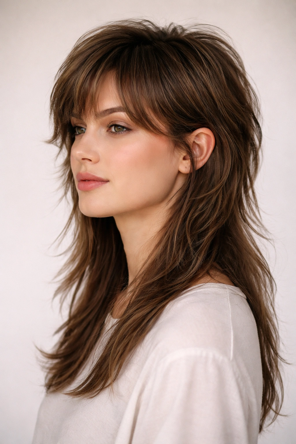 Portrait of a person with a longer-top mullet hairstyle