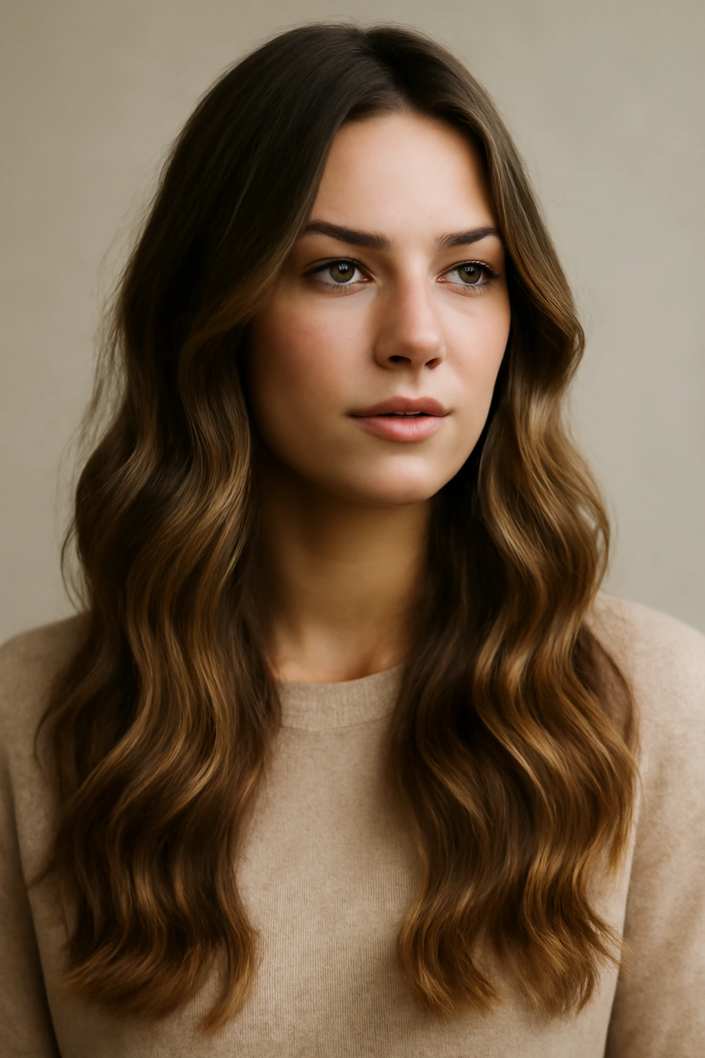 Front-side view of loose waves with natural texture