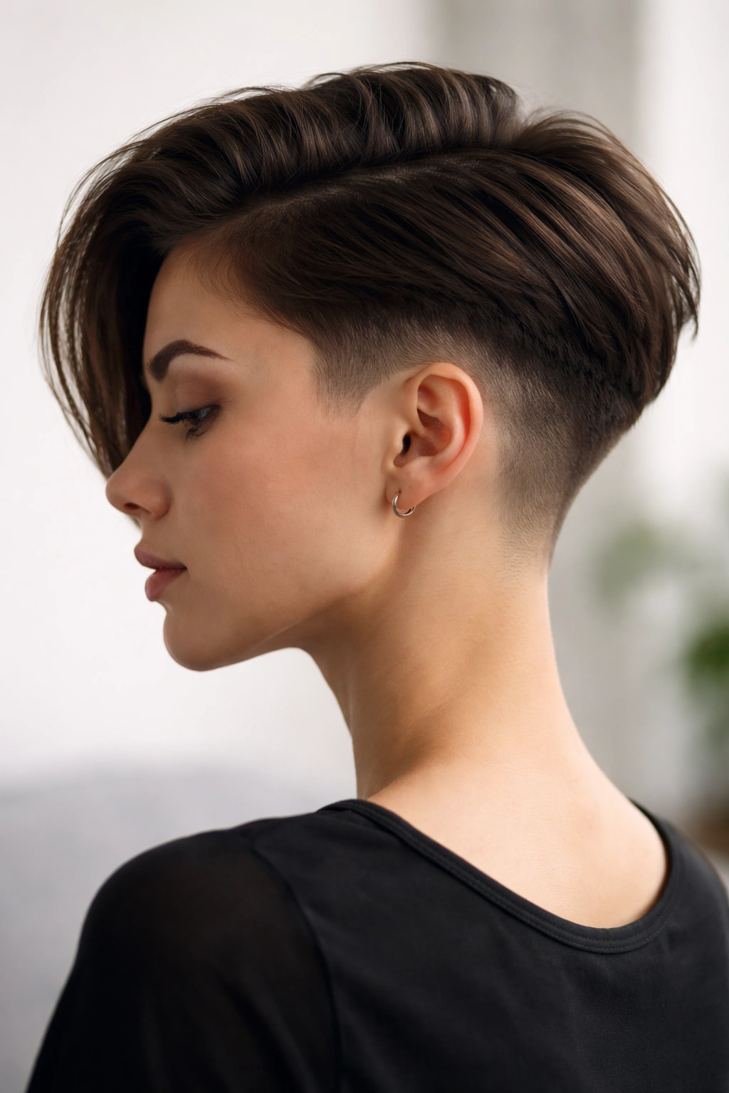 Profile view of a low fade undercut at the nape with smooth transition