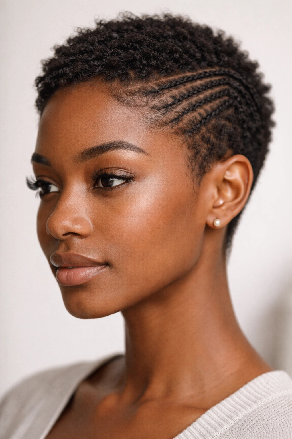 Ultrathin micro braids on short textured hair