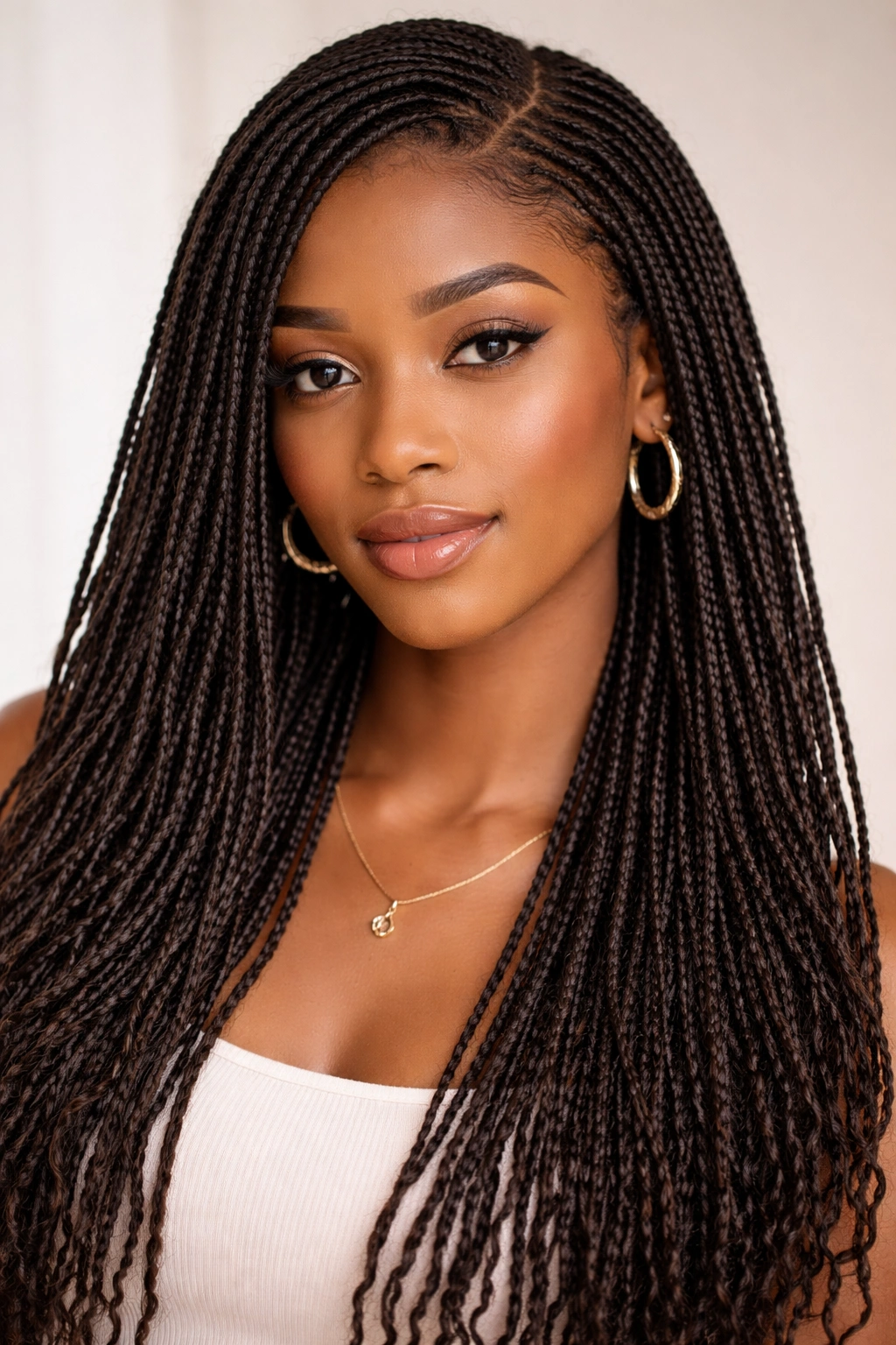 Dense micro faux locs with ultra-thin uniform strands across the head