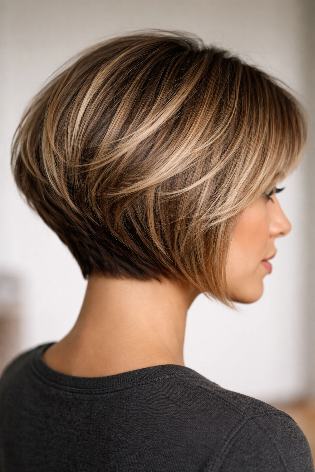 Close-up of a micro-textured volume bob showing dense back texture.