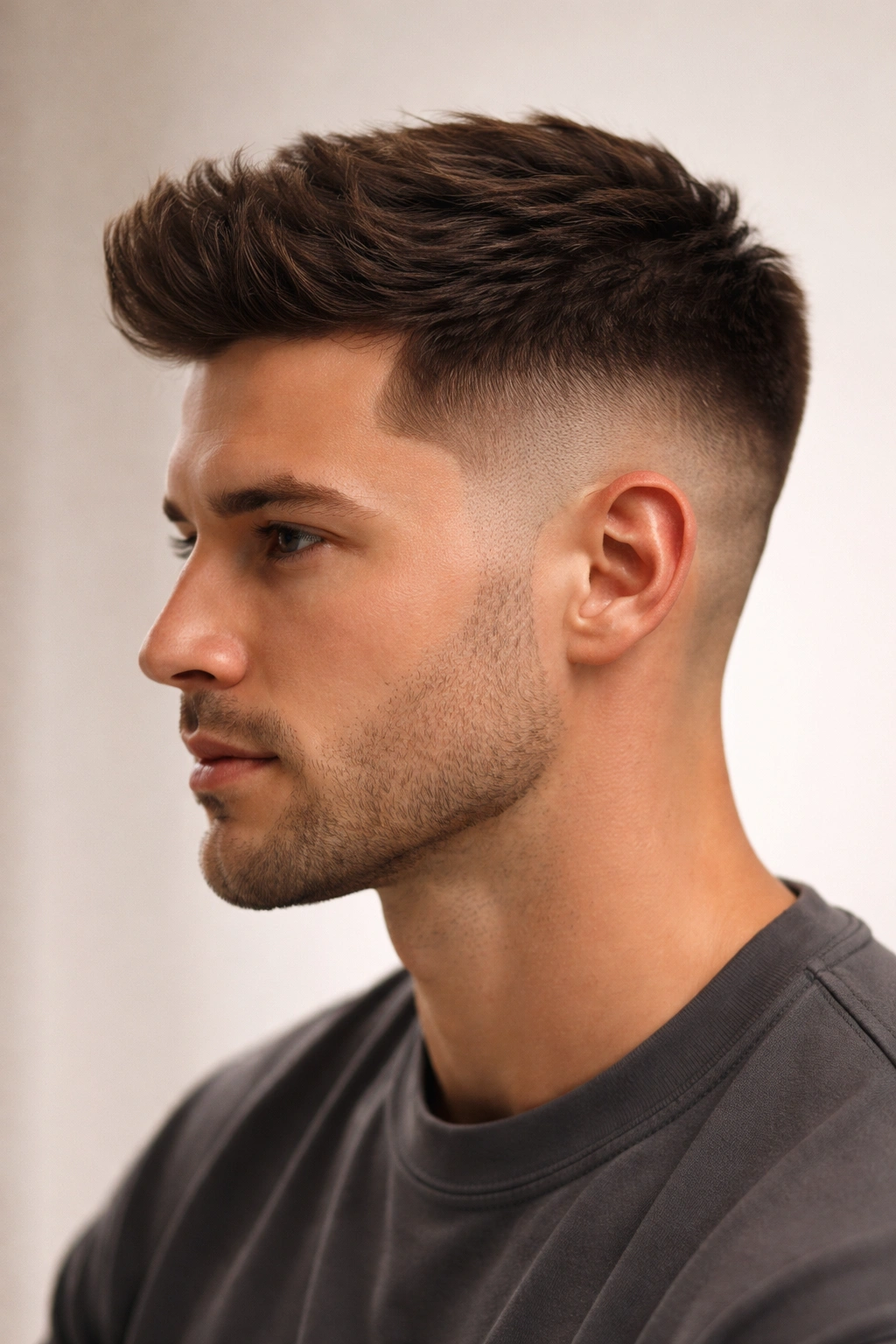 Mid-level temple fade showing mid-temple transition and balanced look