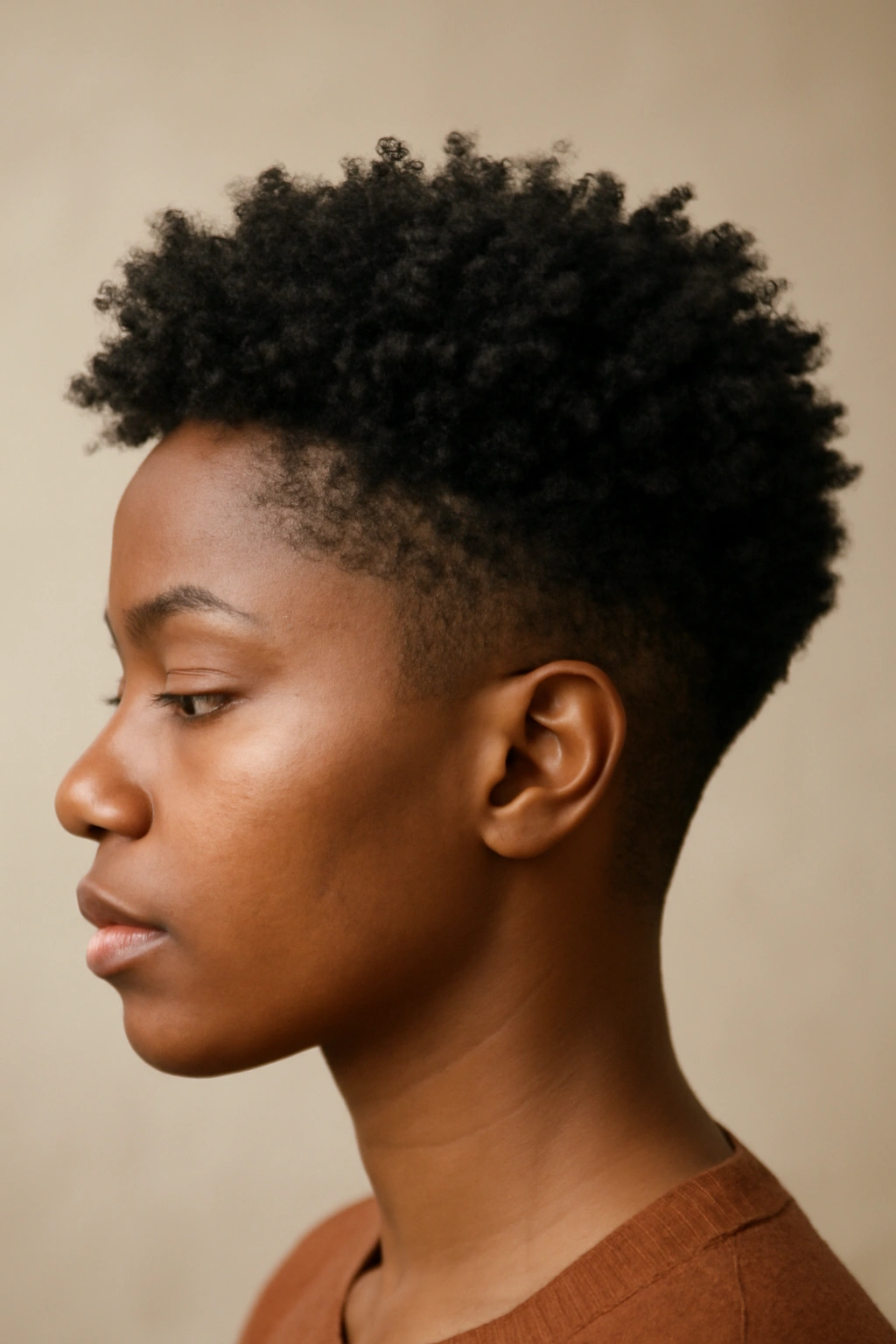 Side view of curved taper with mid-length crown across mixed textures