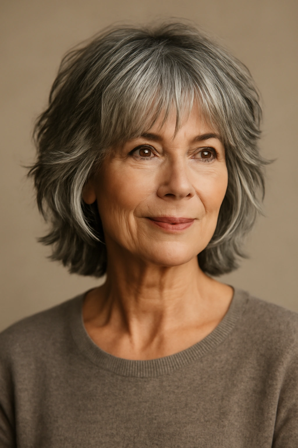 Model with modern shag hairstyle showing layered volume and texture