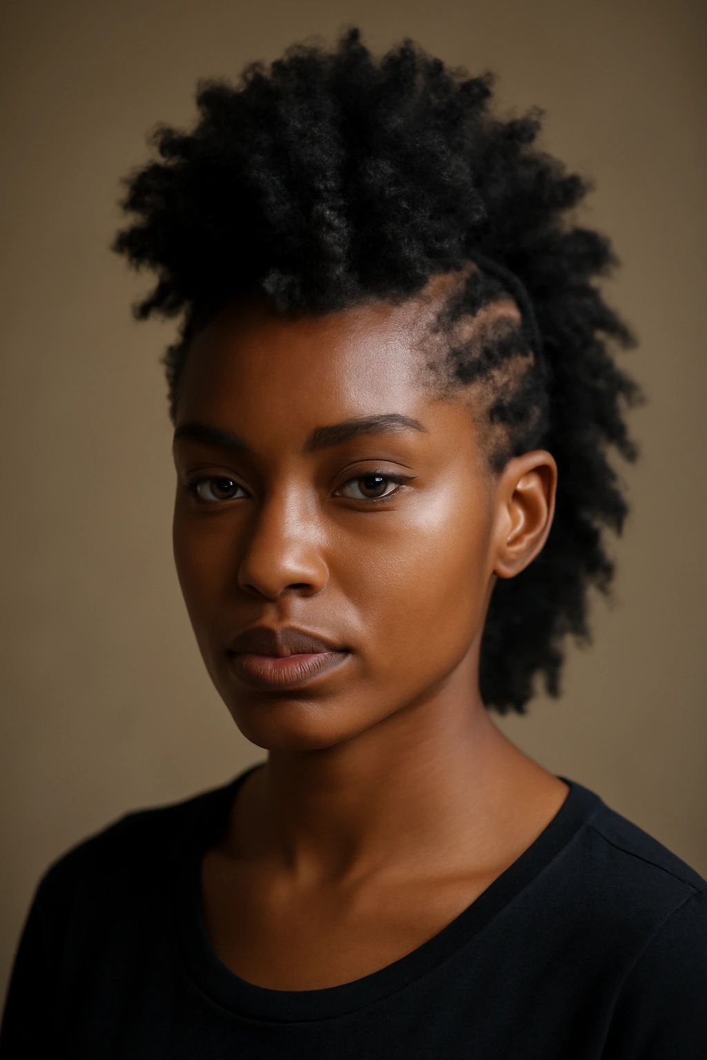 Mohawk flat twists with center voluminous curly stripe