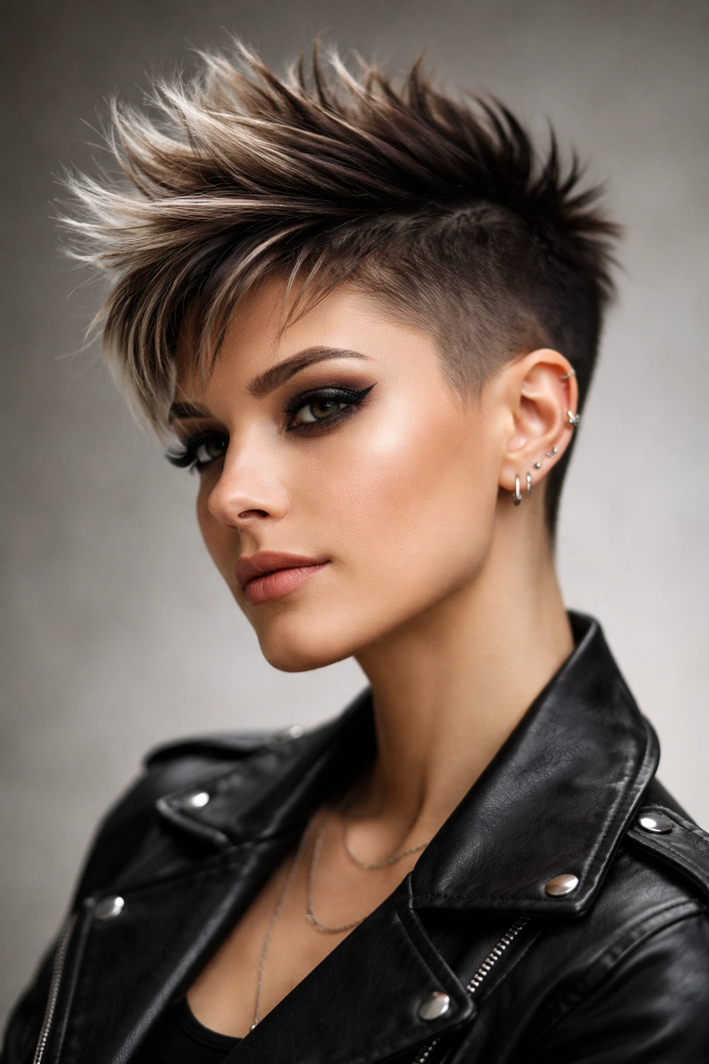Mohawk-inspired pixie with central ridge and faded sides