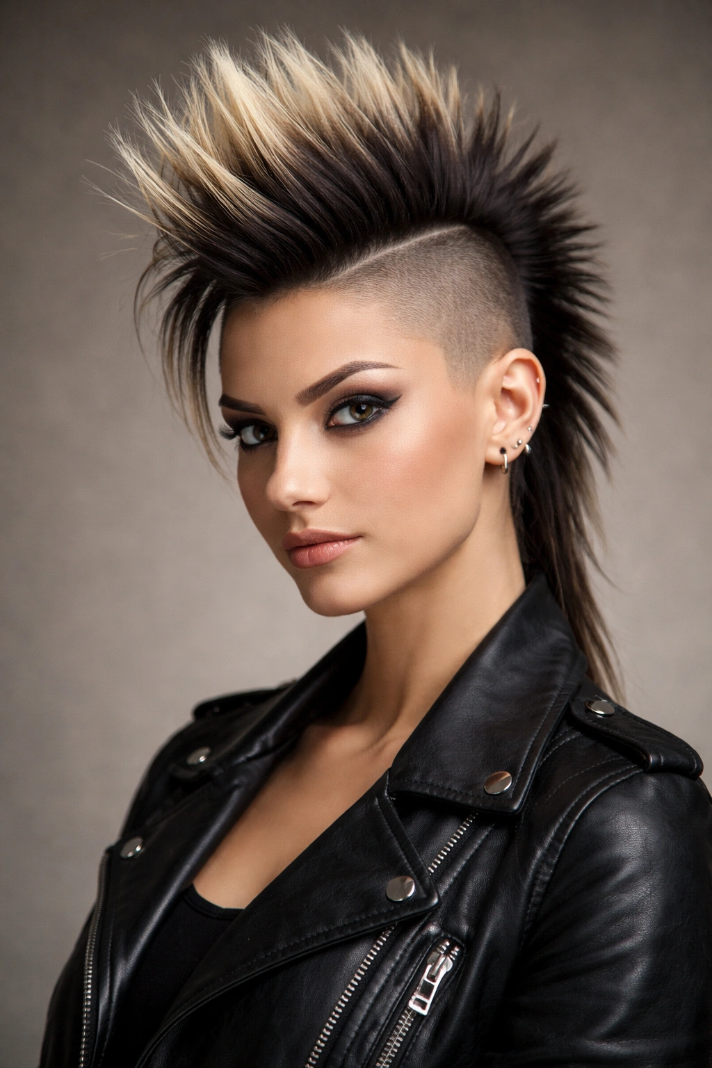 Portrait of Mohawk with Shaved Sides featuring a tall central strip and shaved sides