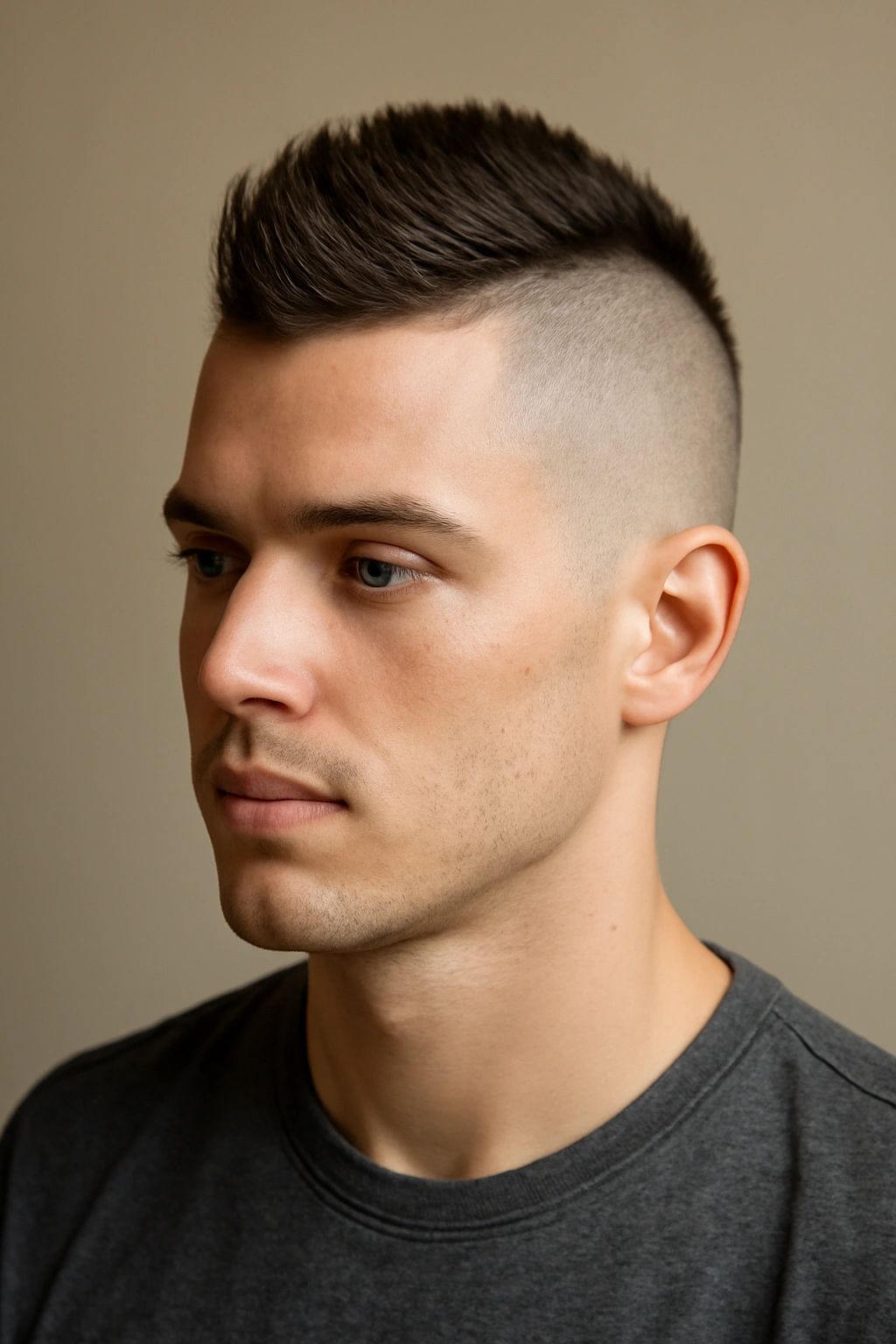 Portrait of a Mohawk-Inspired Undercut with a narrow central ridge and shaved sides