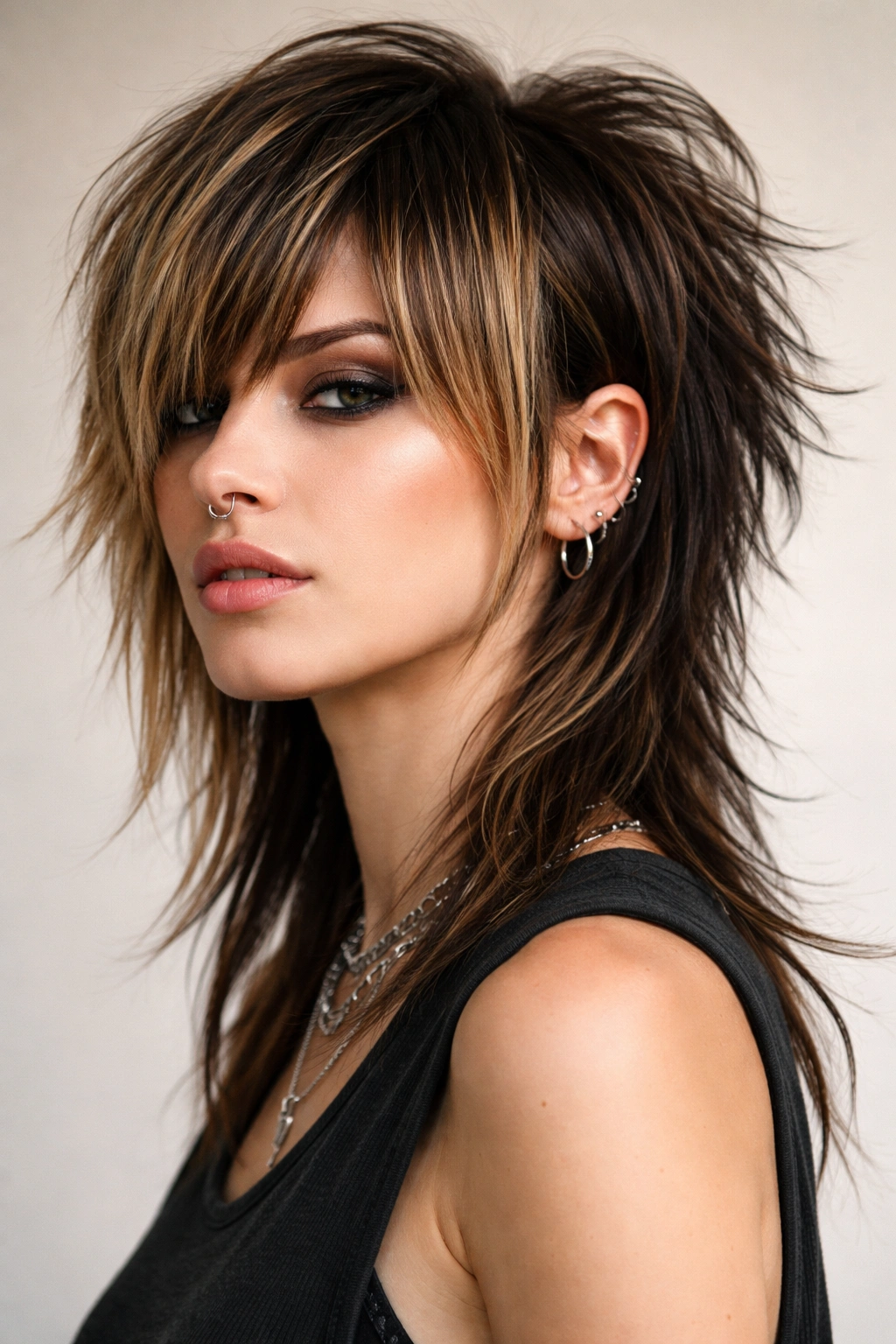 Head-and-shoulders portrait showing a modern mullet with longer front and shorter back.