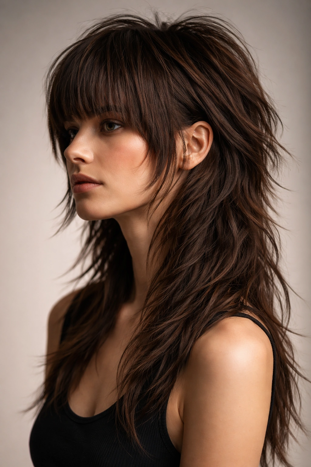 Disconnected layers mullet shag showing clearly separated hair sections