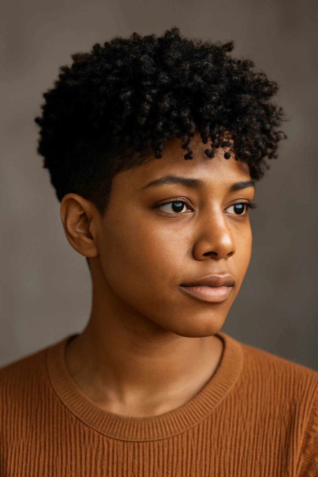 Close-up showing multiple textures in precision cut curls