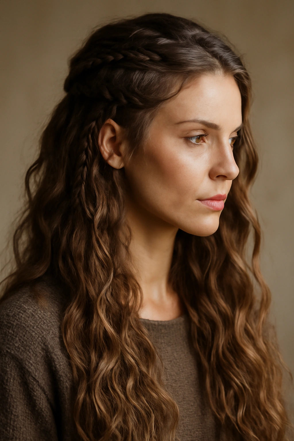 Full head of Norse Waves with subtle integrated braids