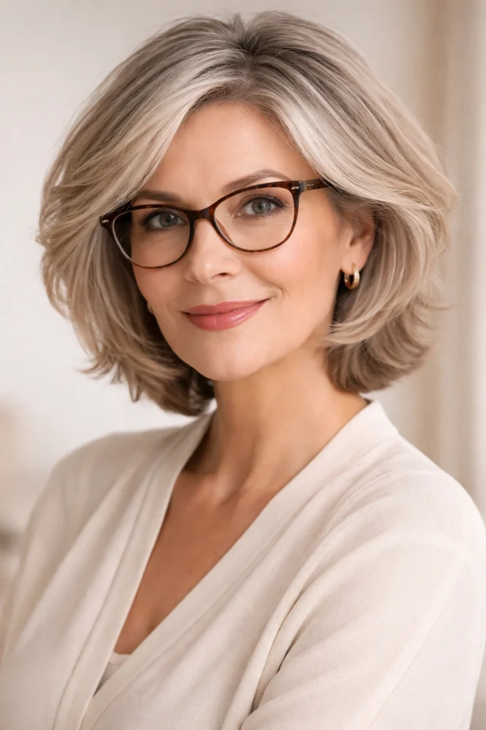 25 Hairstyles for Women Over 50 with Glasses
