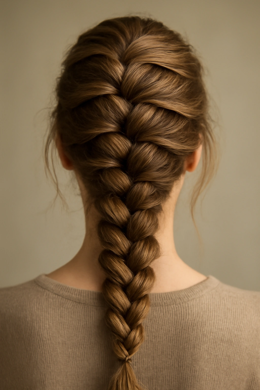 Close-up of spiral braid with outer loops loosened for pancake volume