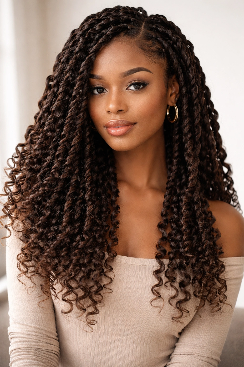 Close-up of passion twists with curly ends