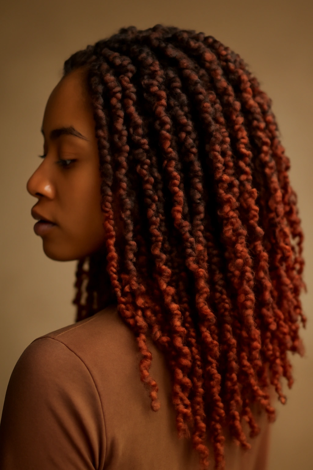 Passion twists with autumn color blends in a studio