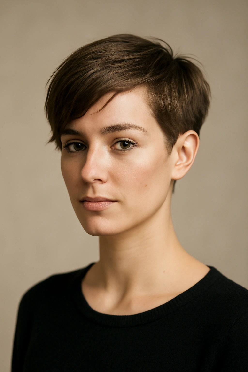 Model with pixie-bob hybrid featuring short sides and longer top
