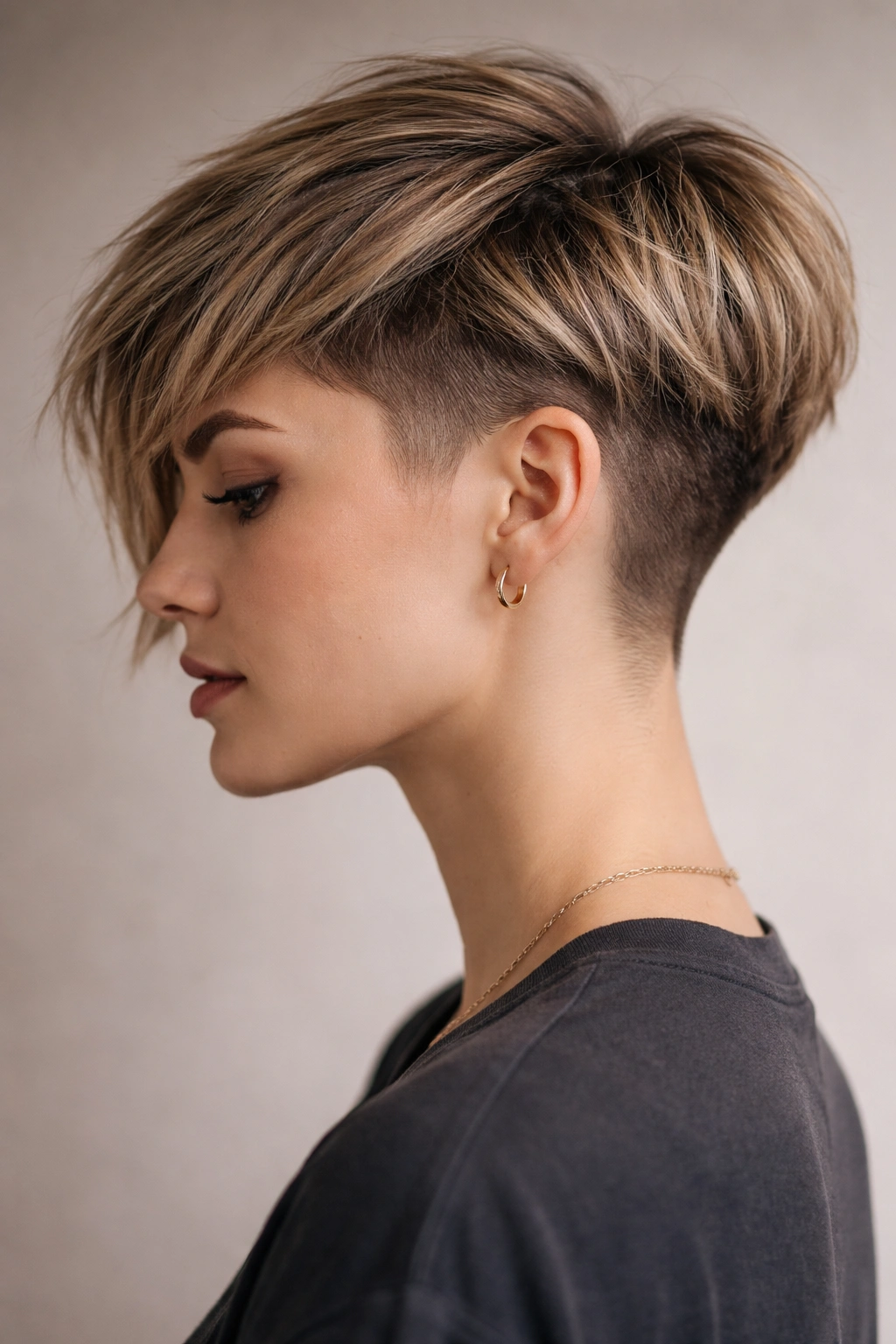 Pixie-bob hybrid with undercut and textured layers.