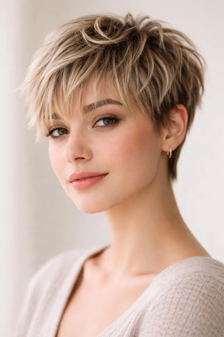 12 Pixie Haircuts with Bangs for Round Faces