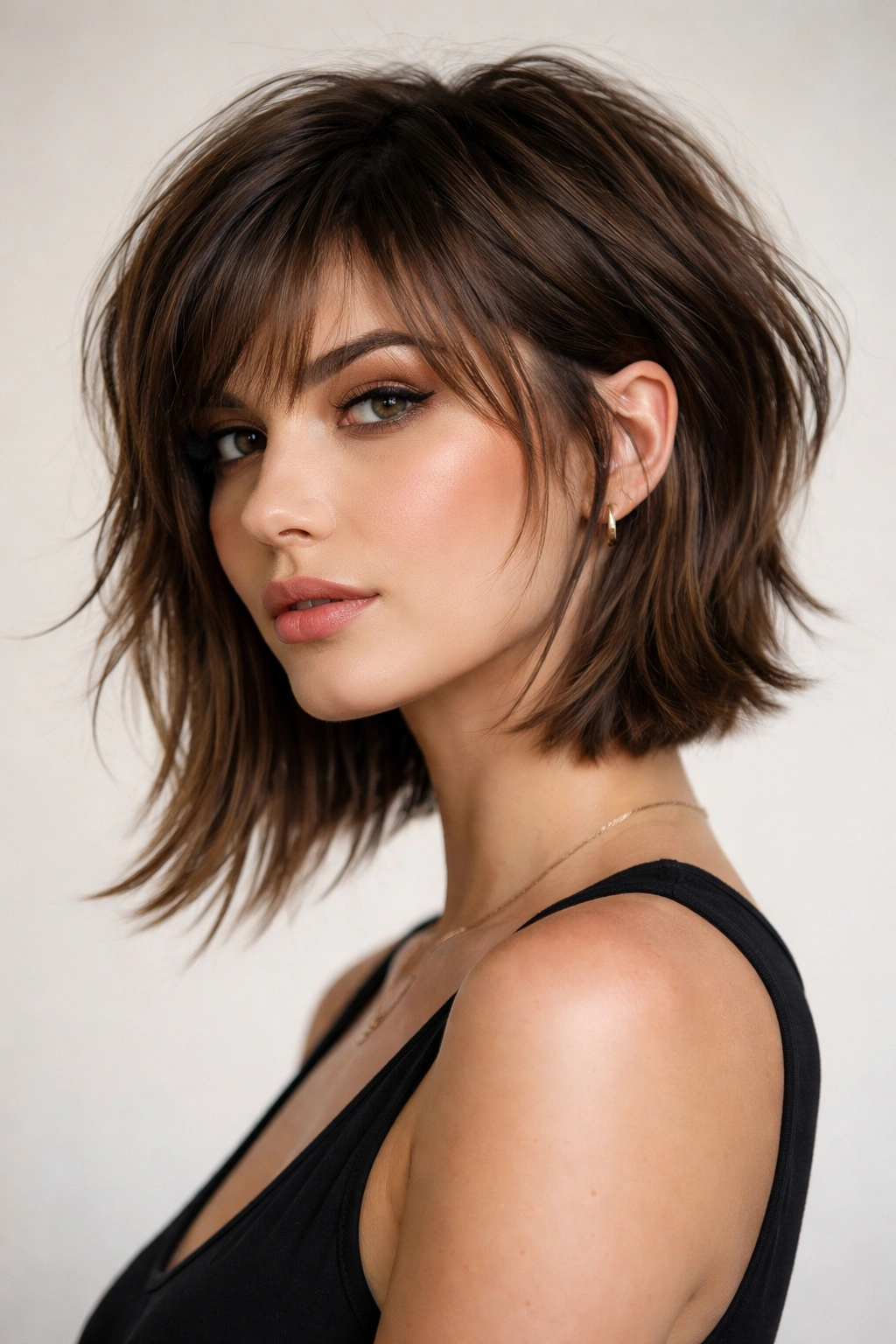 Close-up of textured pixie-to-bob with crown texture and longer front pieces