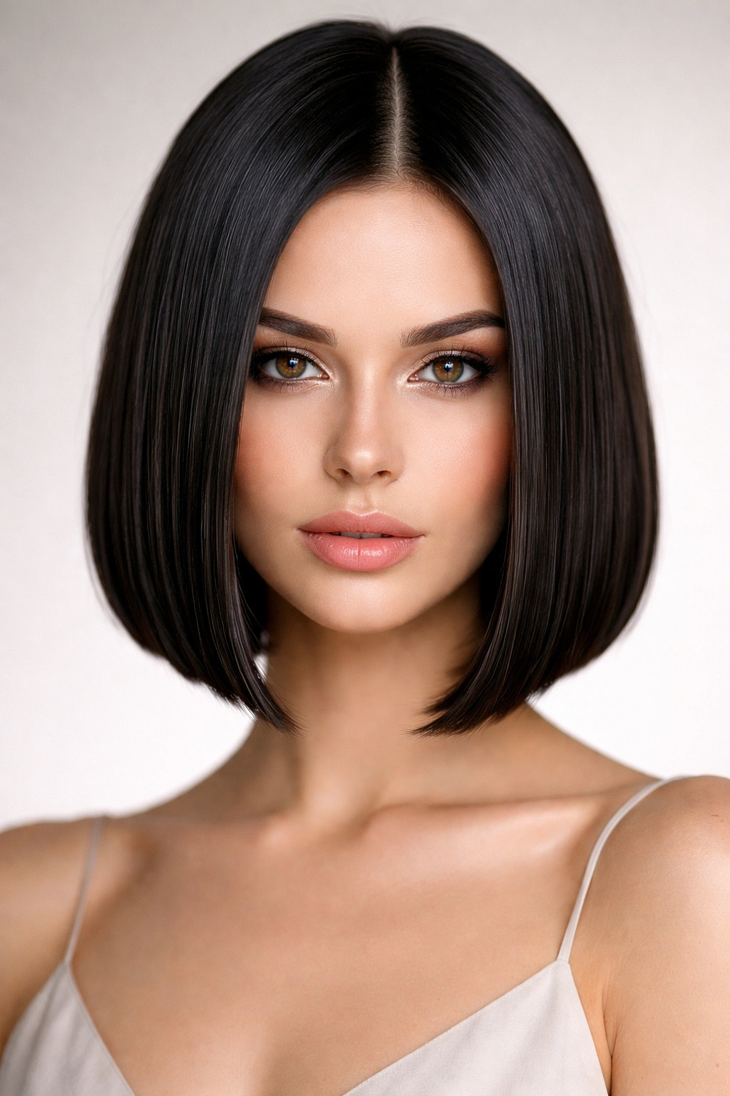 Sleek precision-cut bob with crisp geometric lines