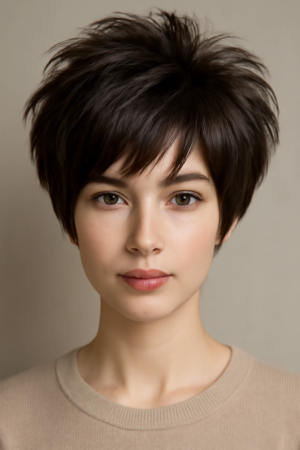 Princess cut hairstyle with symmetrical volume and lift